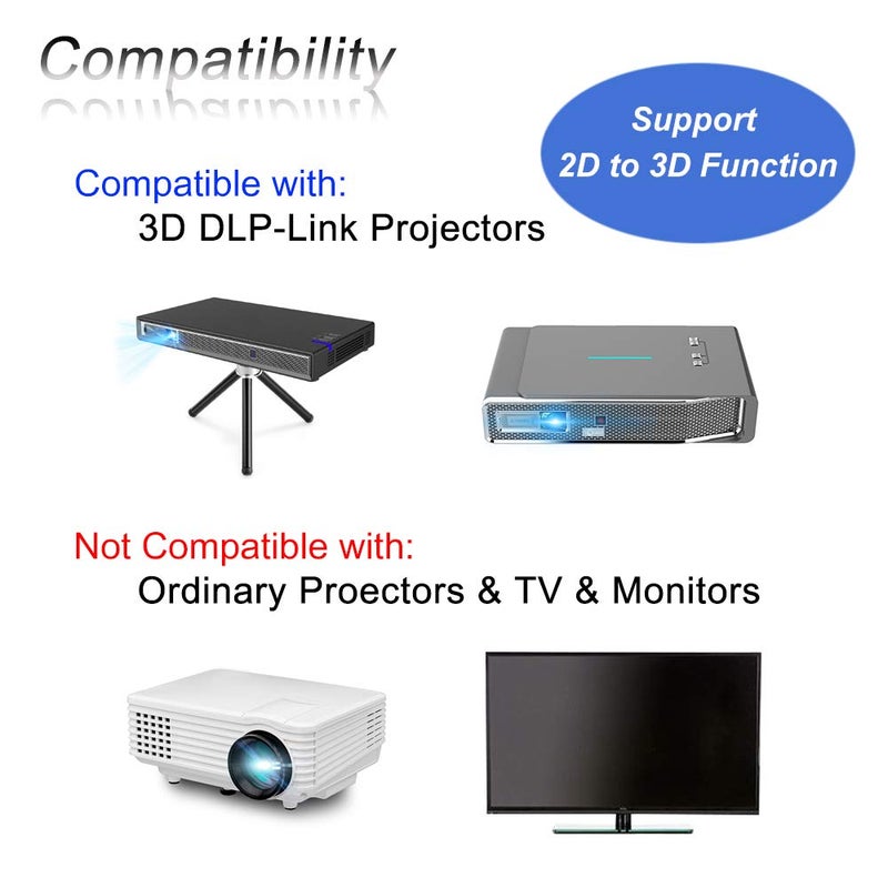 Cocar Active Shutter 3D Glasses Active 3D Glasses 3D TV Projectors 3D Movies Games Active RF 3D Glasses for Sony Epson Toshiba Sharp's RF 3D TV Projector Compatible with TDG-BT500A, SSG-5100GB - Image 5